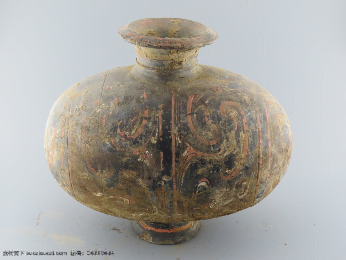 陶器茧形壶 陶器 茧形壶 彩绘纹饰壶 陶壶 彩绘花纹 古玩 文化艺术 传统文化