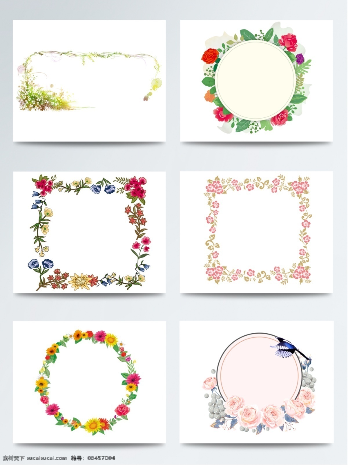 花卉 边框 创意设计 鲜花素材 漂亮 装饰图片 手绘 免扣素材 花卉边框