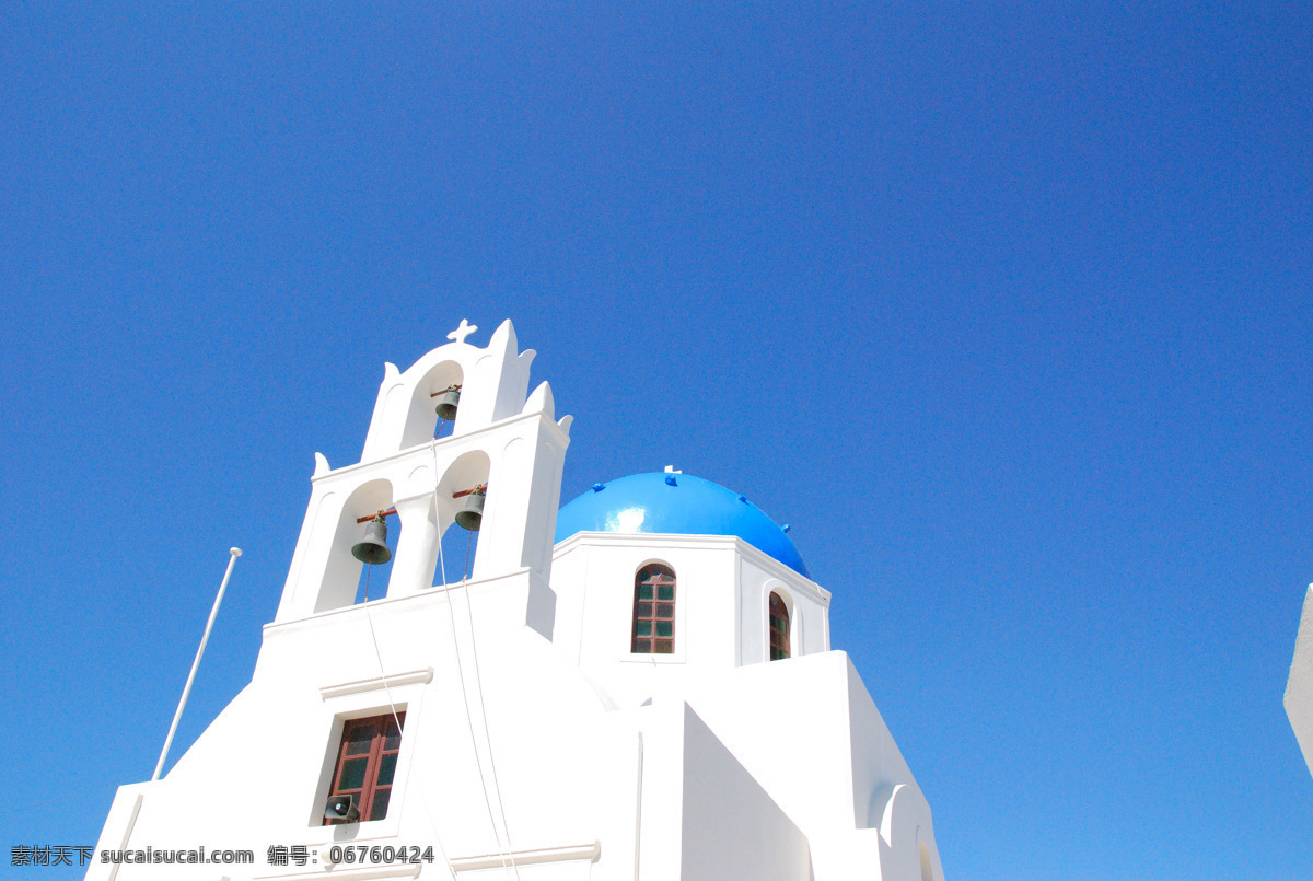 希腊建筑 希腊 圣托里尼 岛屿 白 蓝 旅游 天空 建筑 钟楼 夏 旅游摄影 国外旅游 摄影图库