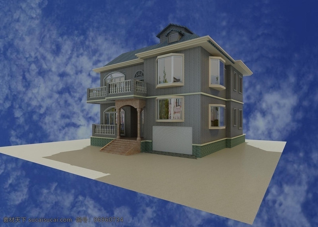 别墅外观效果 建筑 3dmax 蓝天 别墅外观 室外效果 独栋别墅 室外模型 3d设计模型 源文件 max