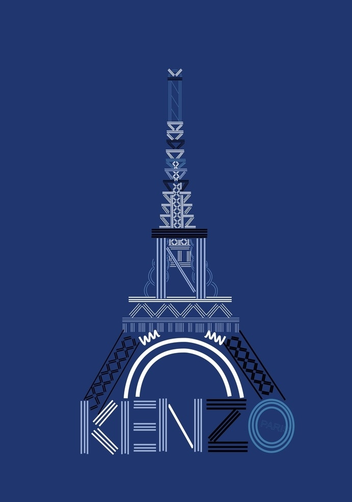 巴黎铁塔 巴黎 铁塔 kenzo 图案 插画 标志 自然景观