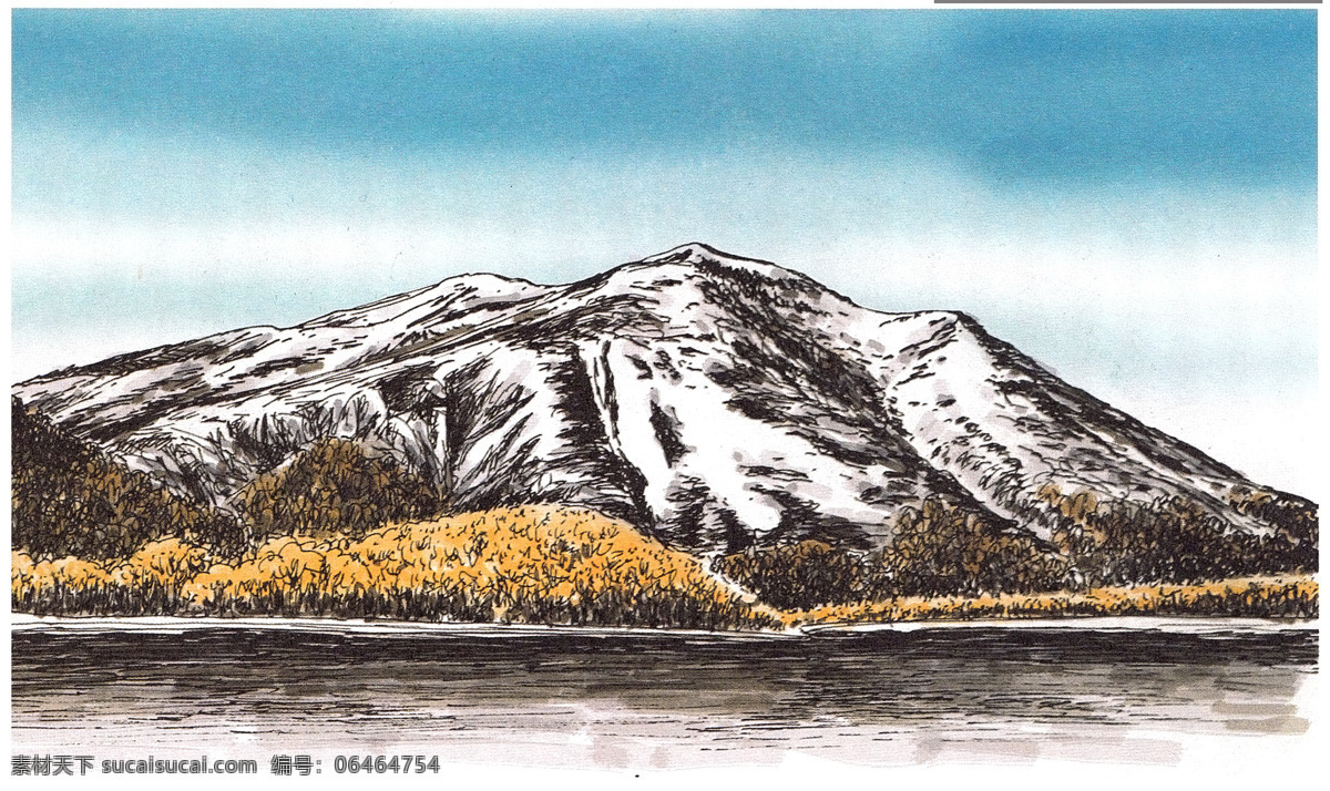 风景画 钢笔画 绘画书法 山脉 水彩风景 水彩画 文化艺术 富士山 风景 设计素材 模板下载 富士山风景 雪山 雪山风景 山水写生 硬笔淡彩 钢笔水彩 石山 装饰风景 装饰画 家居装饰素材 山水风景画