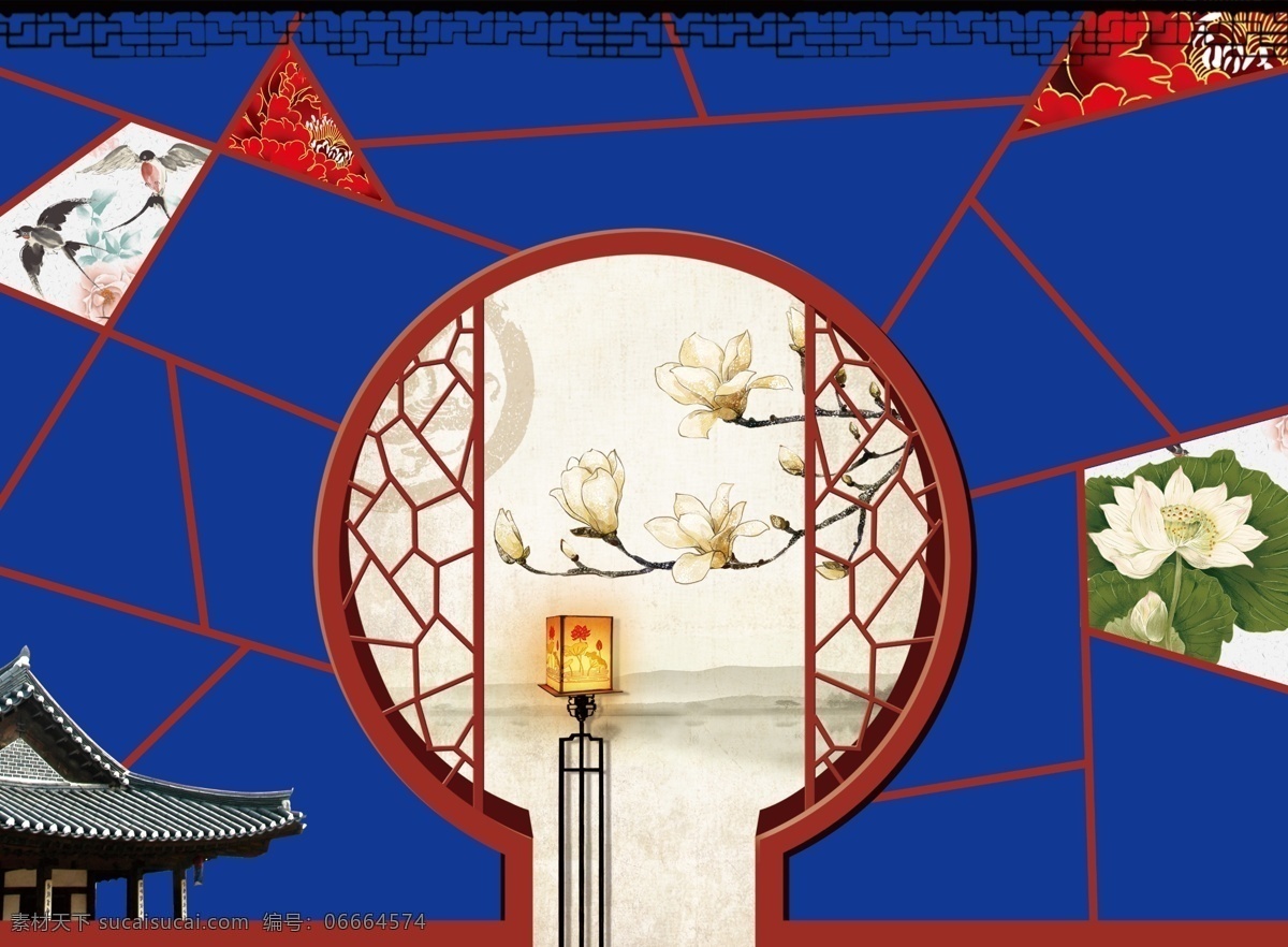 中式 婚礼 民国 喷绘 婚礼素材 中式婚礼 民国婚礼 婚礼效果图 效果图 红色 窗棂 屋檐 青花瓷 舞台 舞台效果图 婚礼喷绘 白色