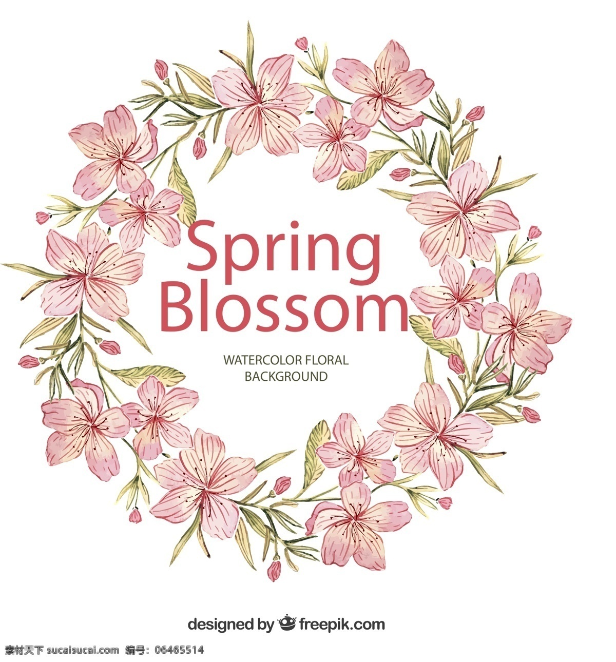 春季 樱花 花环 手绘 粉色 矢量图 源文件 矢量 高清图片