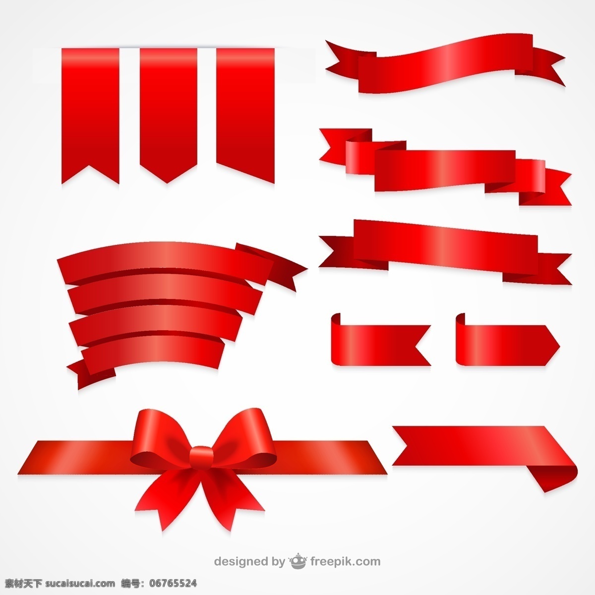 红色 丝带 条幅 蝴蝶结 横幅 包装 矢量 高清图片