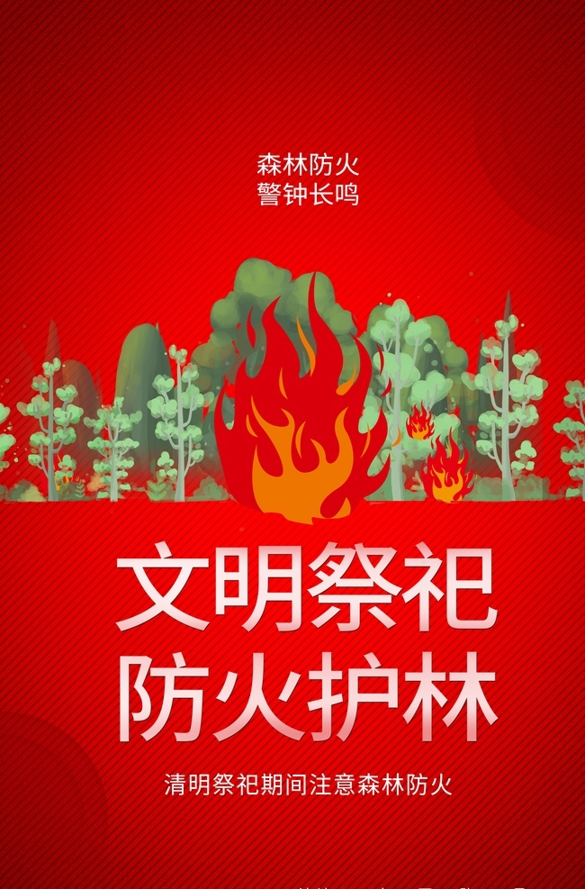 消防海报 文明祭祀 森林防火 防火意识 保护森林