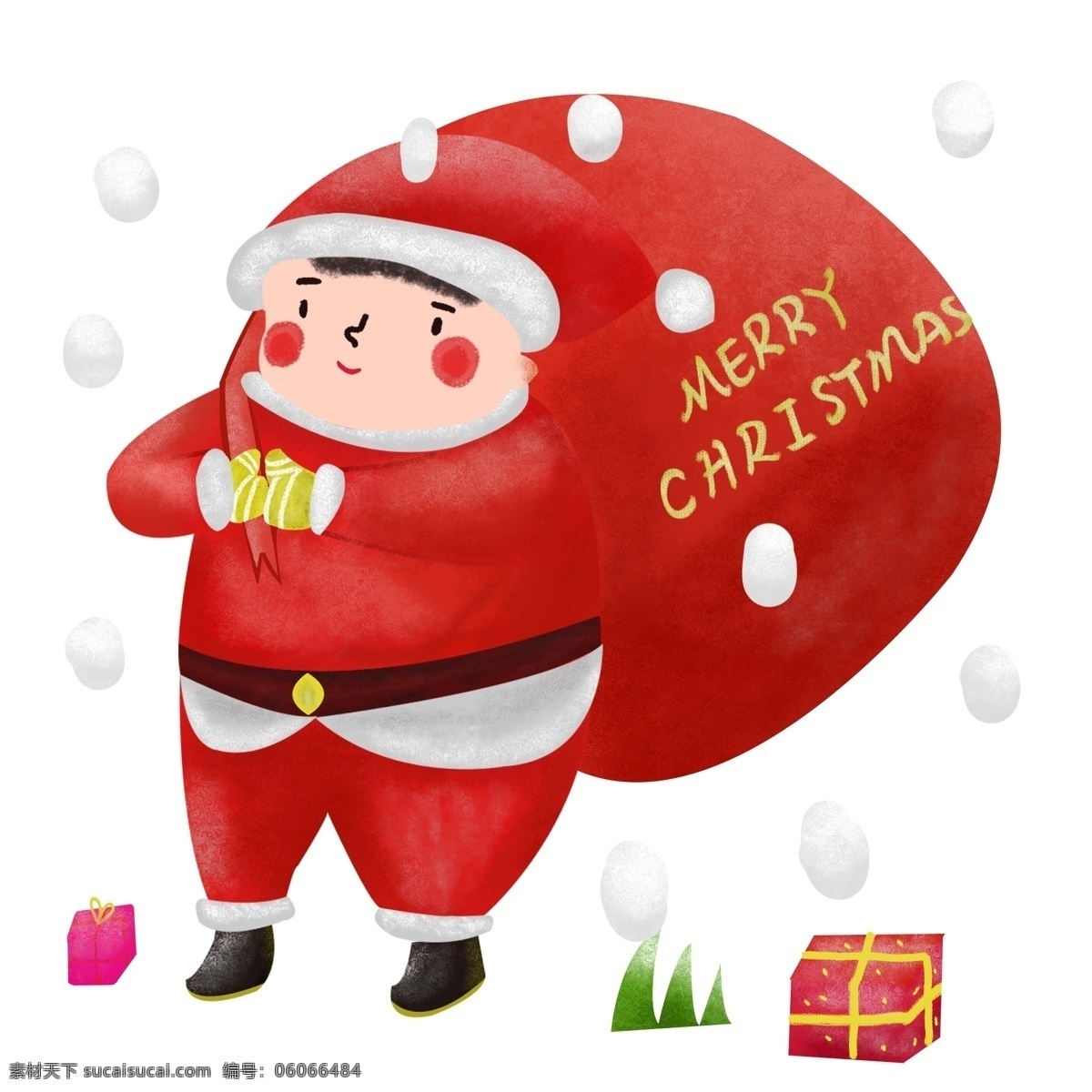 圣诞节 红色 圣诞 礼物 卡通衣服 手绘人物 圣诞快乐 红色的衣服 人物 插画 红色的礼盒