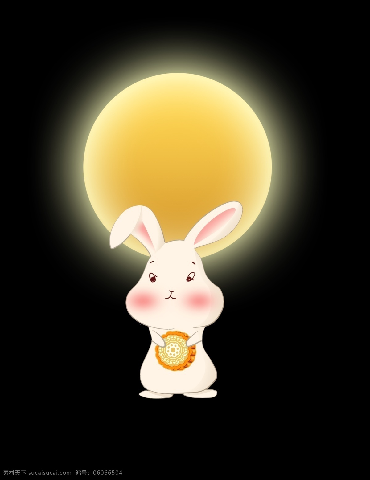 中秋 抱 月饼 兔子 中秋兔子 抱月饼的兔子 卡通兔子 月亮下的兔子 兔子姑娘 可爱小萌兔