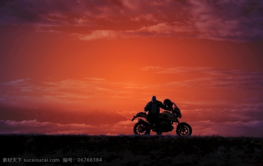 黄昏 下 摩托车 旅游 背景 海报 素材图片 下的摩托车 杂图