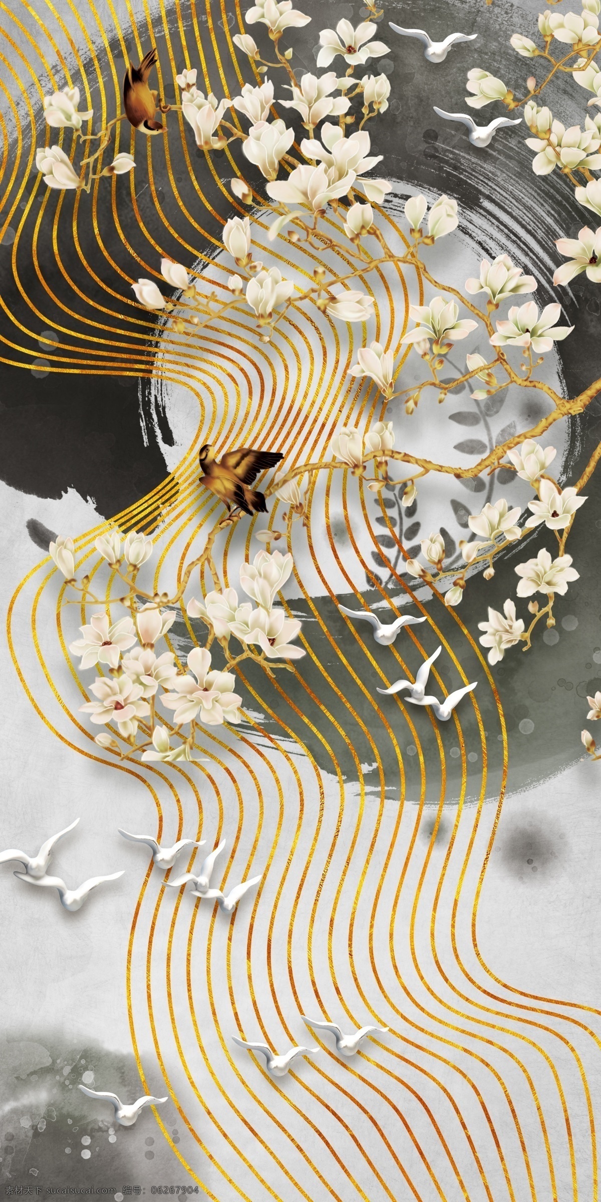 大气 抽象 线条 花朵 画 中国风 国画 中式 风水画 寓意画 传统 山水 风景 绘画 背景墙 玄关画 室内画 抽象画 文化艺术 绘画书法