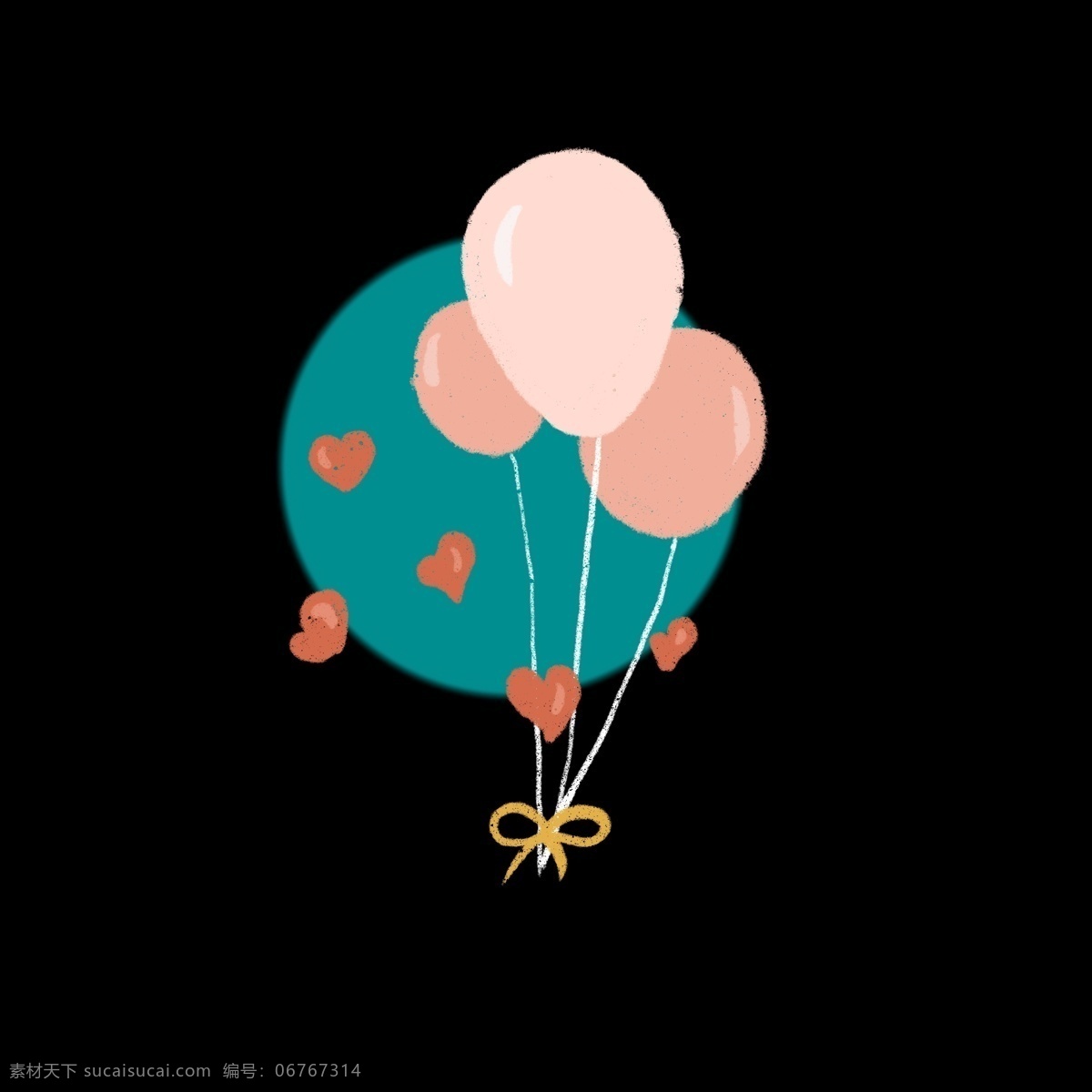 粉色气球插图 卡通 粉色 气球
