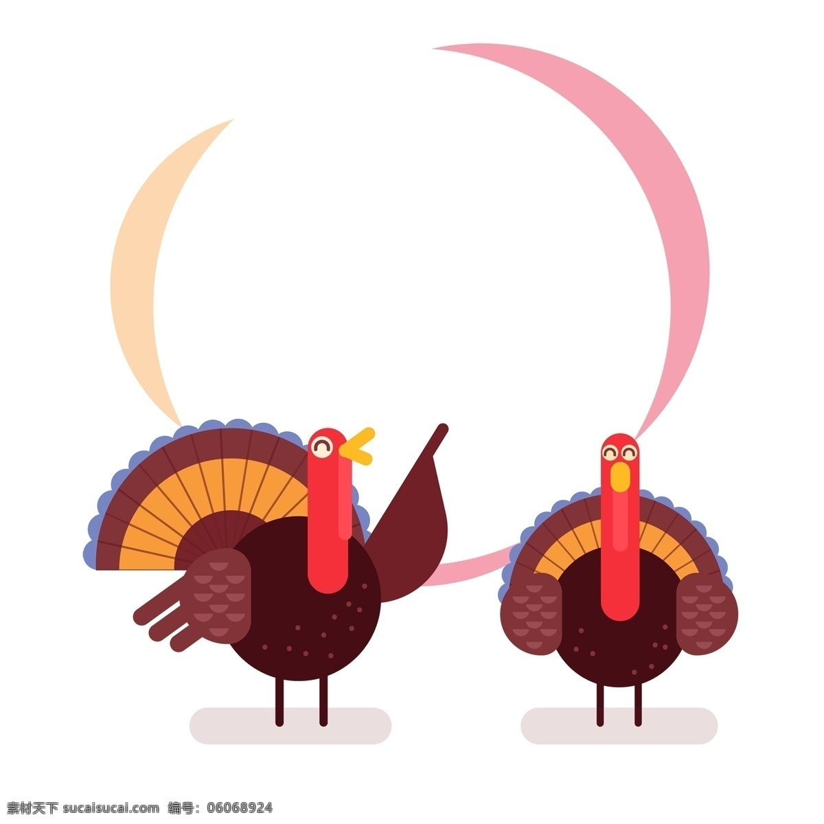两 只 火鸡 感恩节 元素 免 抠 透明 图形 海报 广告 感恩节装饰图
