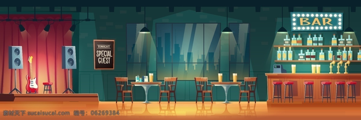 酒吧 舞台 酒 酒店 夜店 灯光 ktv 柜台 餐馆 设计素材 卡通城市 城市天际线 手绘 城市 城市夜景 环境设计 室内设计