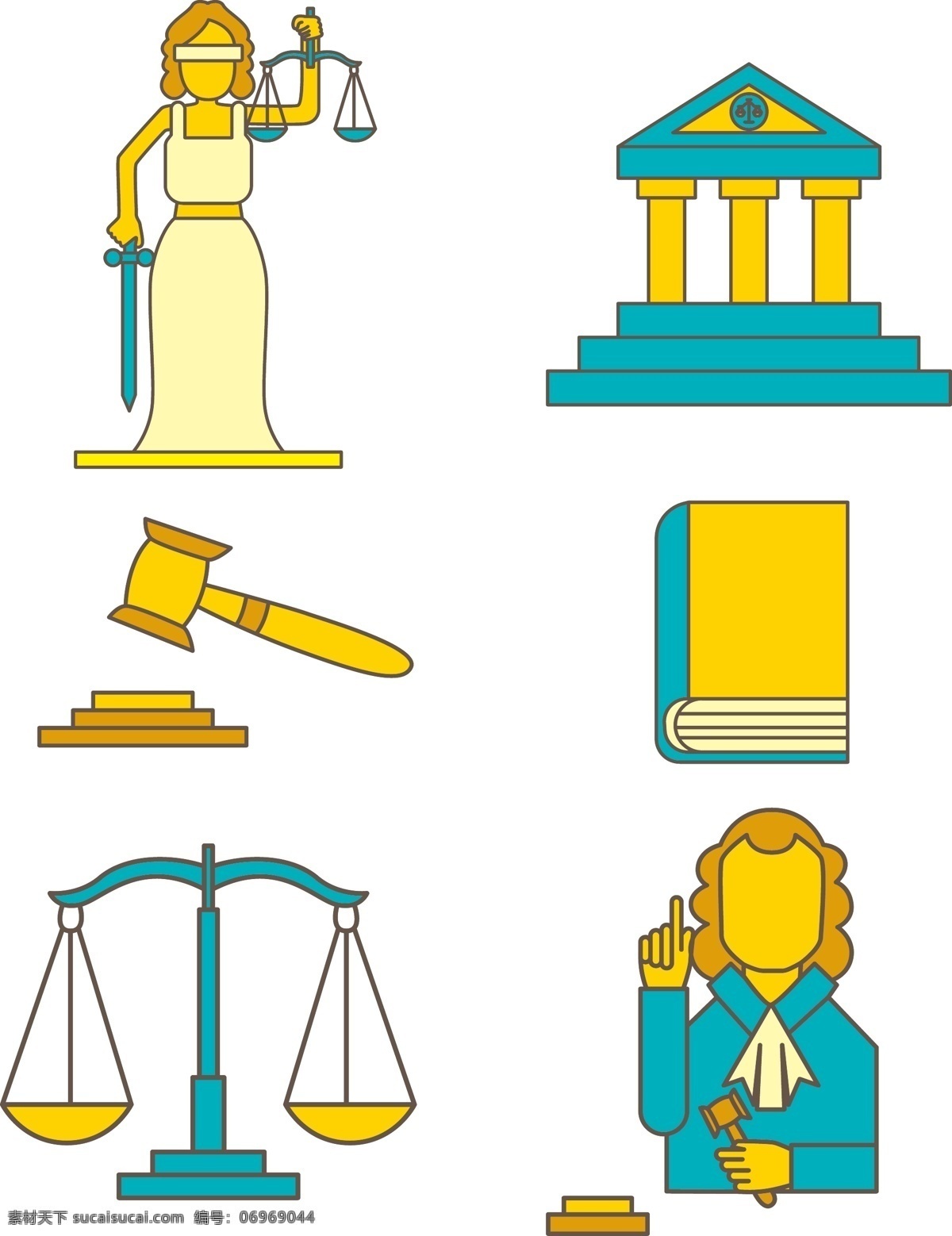 卡通 矢量 法官 法庭 简约 小 图标 法律 天平 审判 锤子法律 锤子