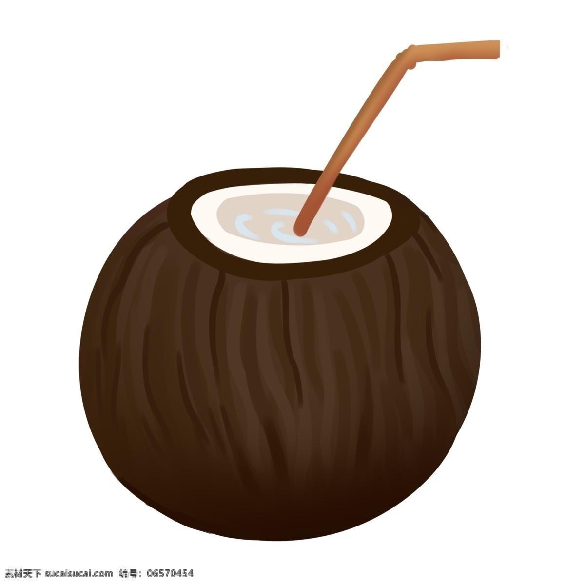 卡通椰子果汁 卡通 椰子果汁 棕色