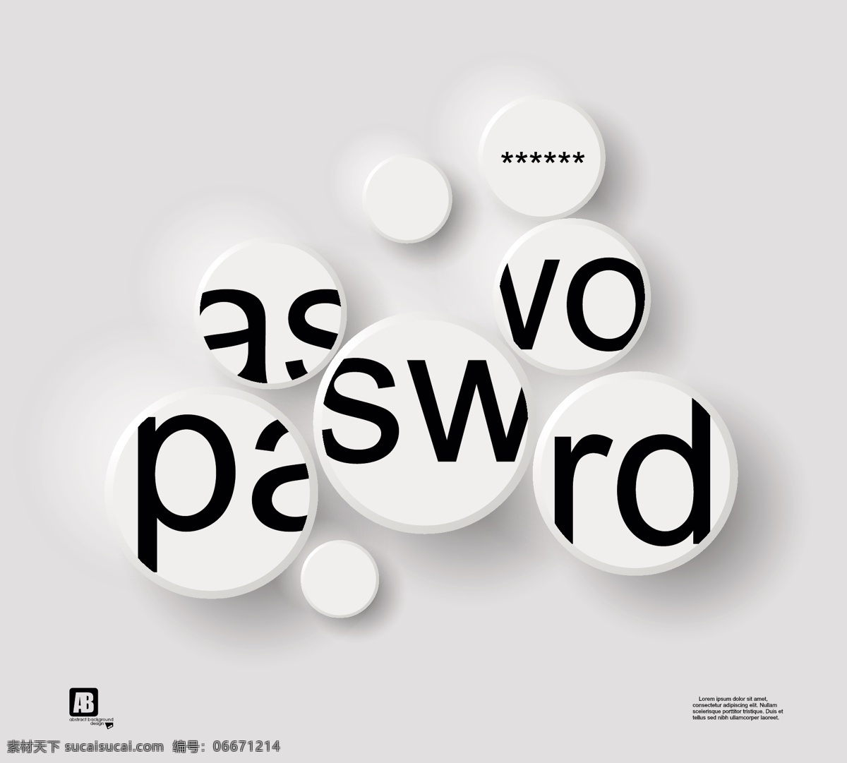 pasword 字母 立体 背景 圆圈 立体背景 立体圆圈 书画文字 文化艺术 矢量素材 白色