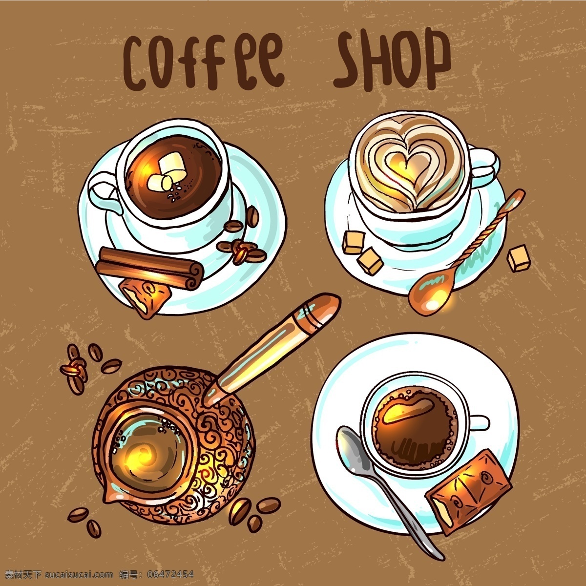 咖啡豆 咖啡 海报 矢量 复古风格 矢量素材 设计素材 背景素材