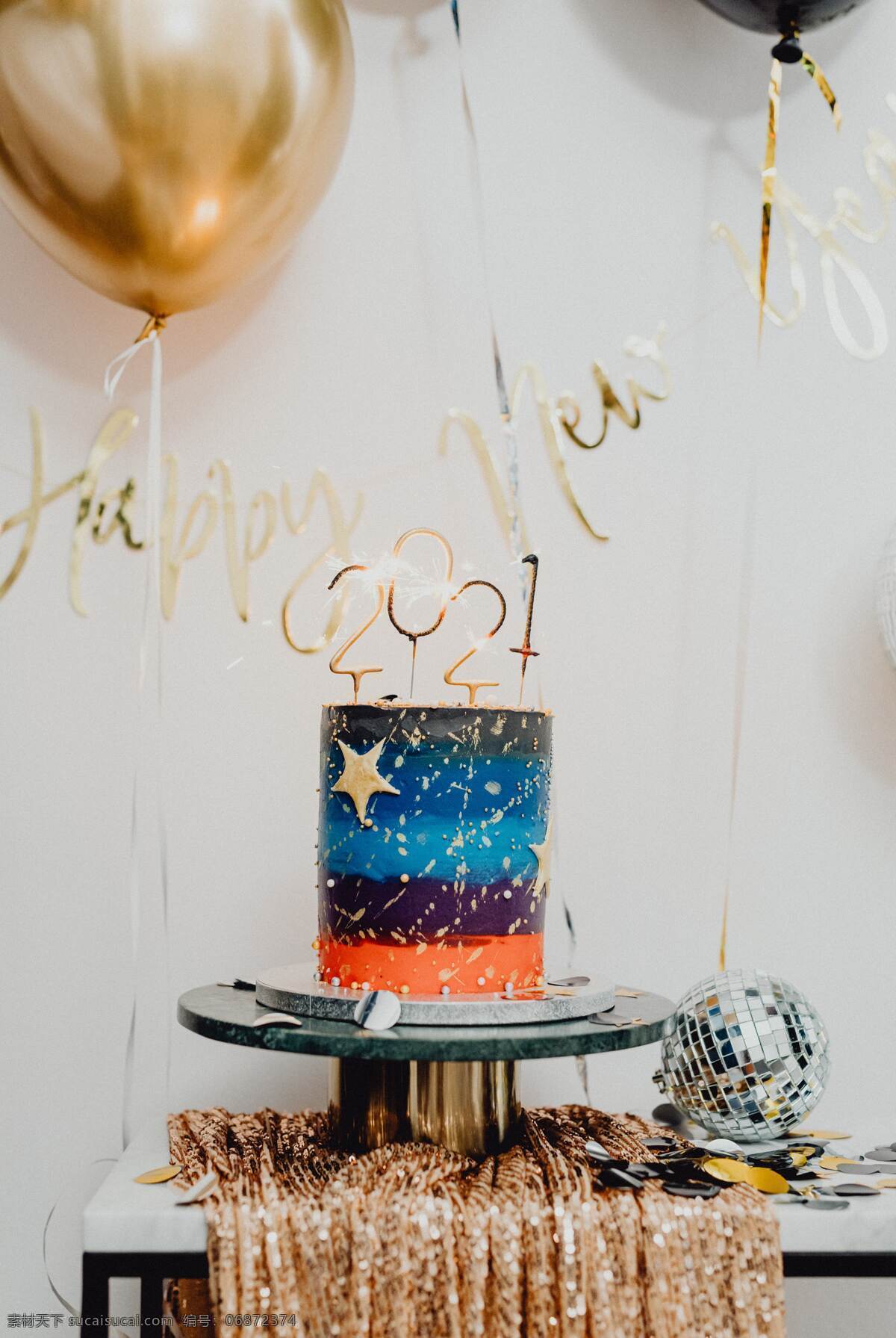 2021 年 新年 蛋糕 星空蛋糕 新年蛋糕 庆祝新年场景 2021快乐