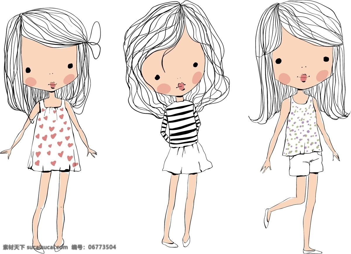手绘 可爱 小女 生 插画 孩子 人物 小女生