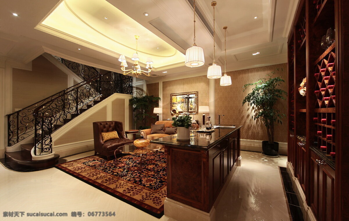 简约 客厅 简易 茶几 装修 效果图 白色射灯 个性吊灯 木地板 椅子 圆形茶几 圆形吊顶