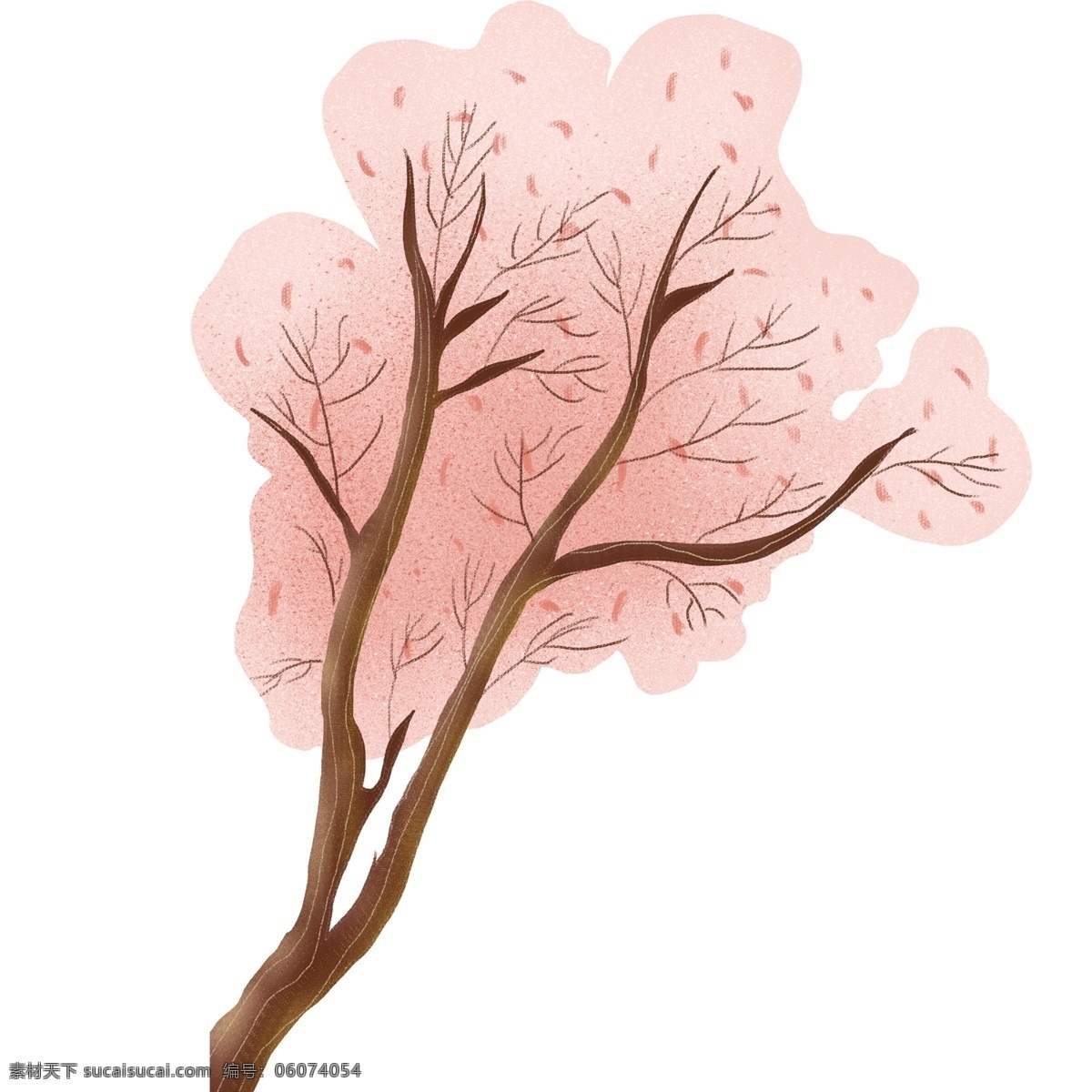 精美 粉色 植物 树木 水彩 插画 创意 简约 小清新 手绘 元素 装饰 图案