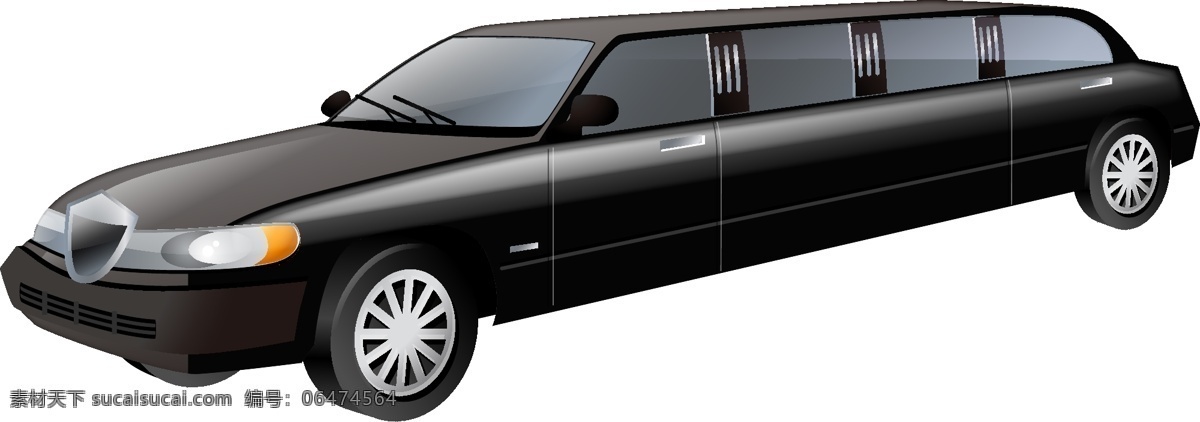 矢量 黑色 加长 私家车 代步 透明元素 ai元素 免抠元素