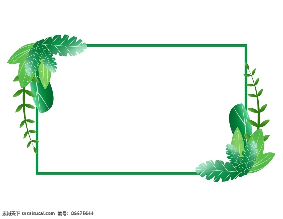 春天 绿色植物 矩形 边框 绿色 植物 框