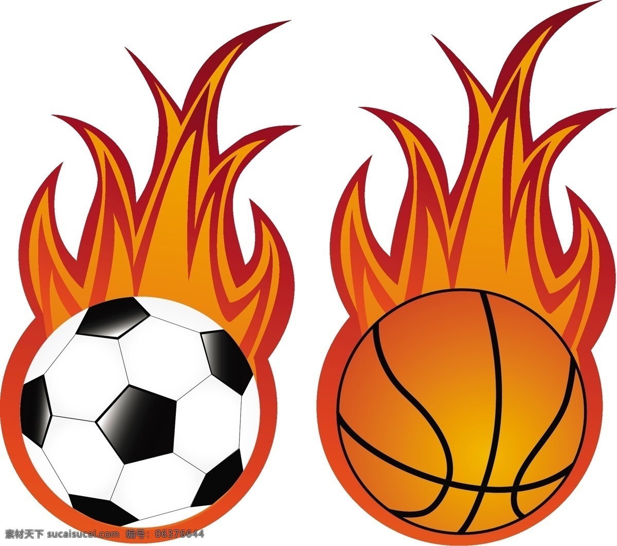 火焰 足球 篮球 矢量素材 矢量图 其他矢量图