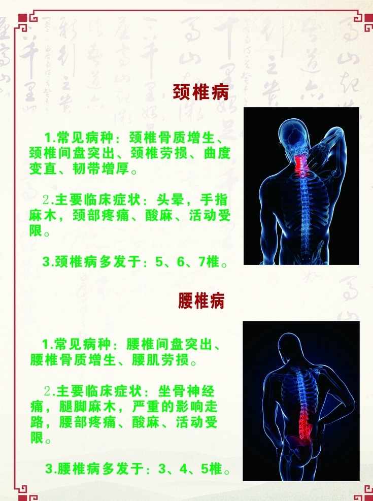 颈椎 腰椎 展板 颈椎腰椎展板 海报 cdr类