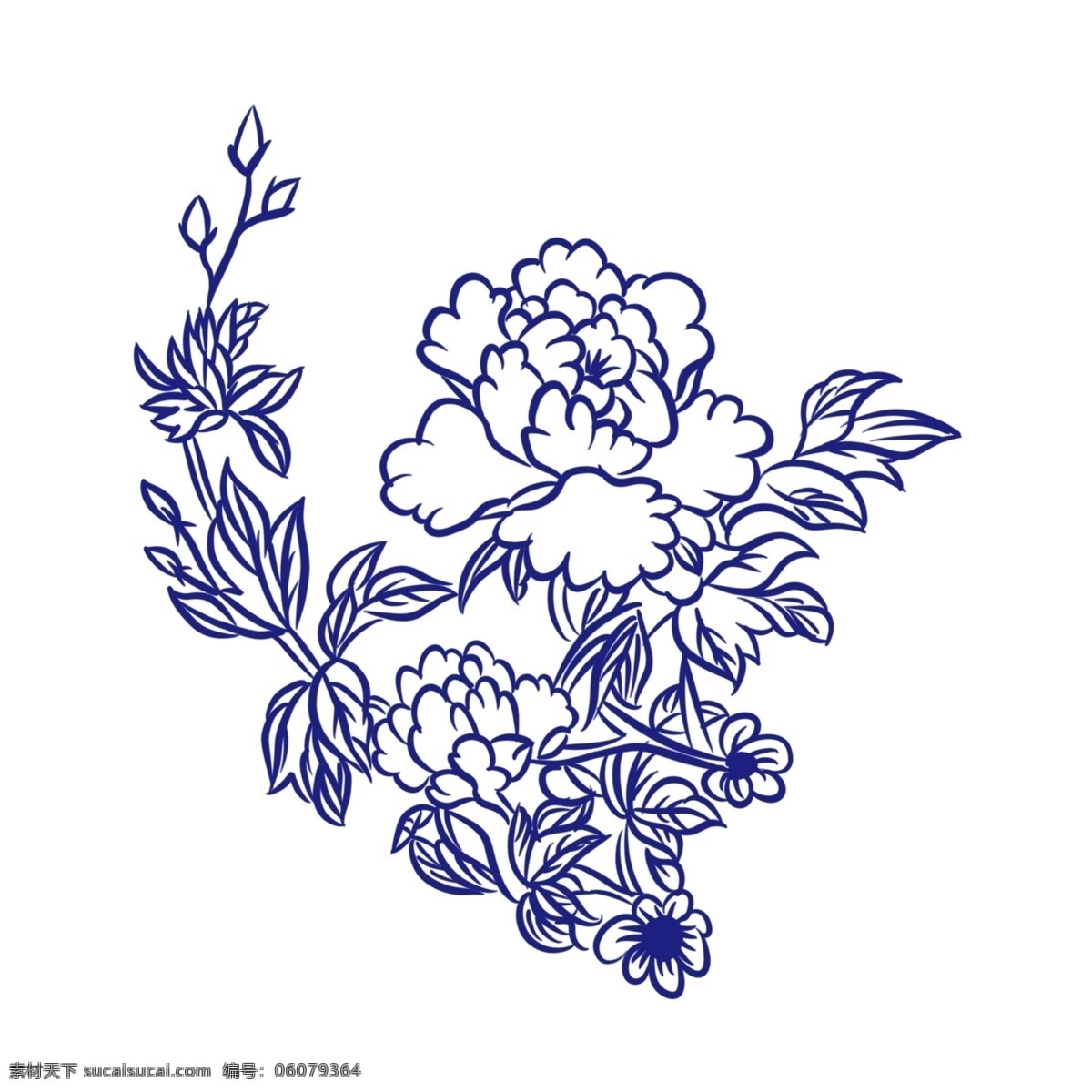手绘 装饰 纹理 蓝色 青花瓷 花纹 边框 青花瓷花纹