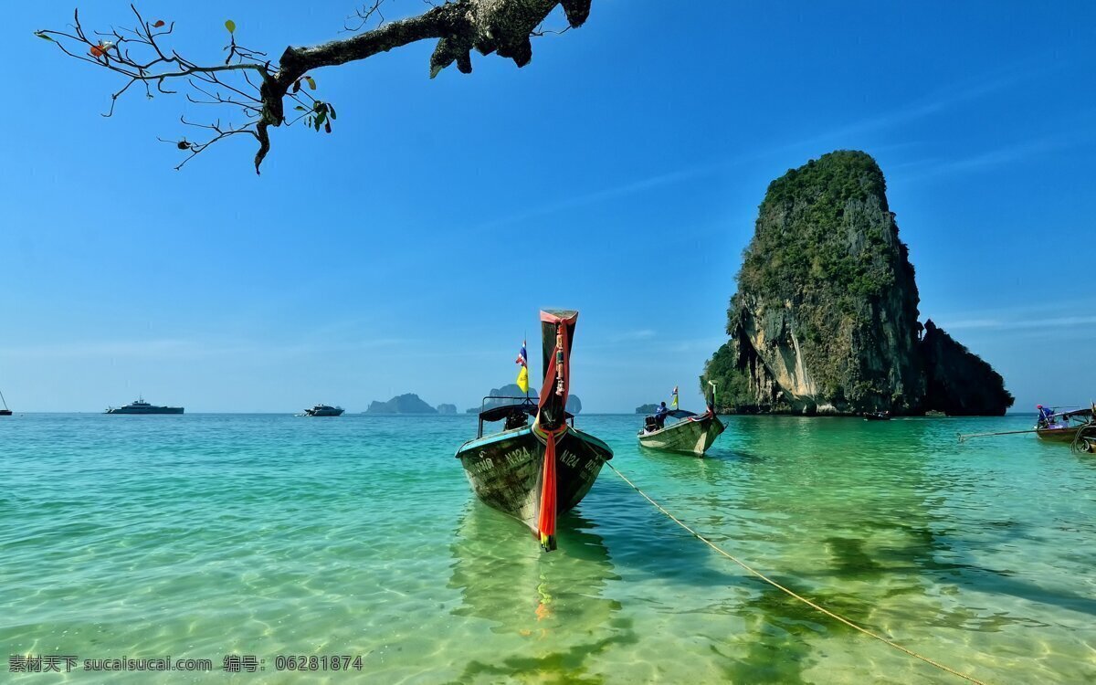 泰国 普吉岛 船 清澈 小岛 海水 蓝天 风景 海景 风景摄影 自然景观 自然风景