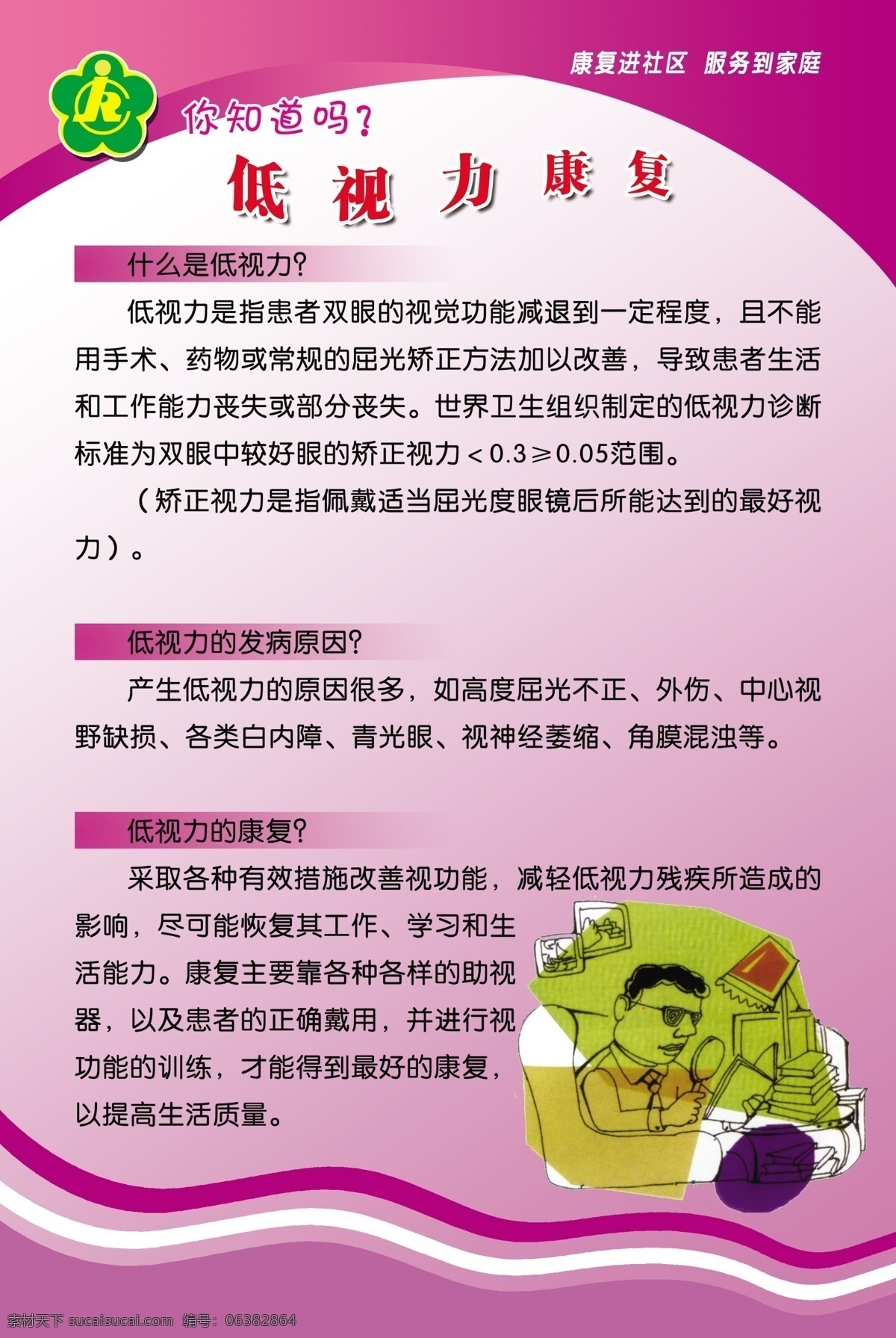 低 视力 康复知识 扶残助残 残联 展板 插画 社区康复服务 分层素材 源文件库