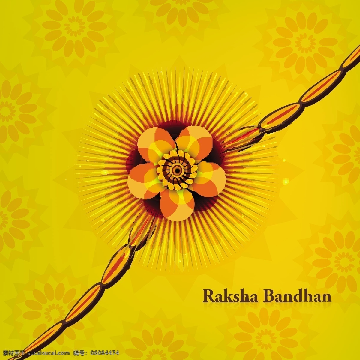 raksha 黄色 背景 花 党 爱 家庭 印度 庆祝 节日 装饰 文化 线程 传统 保护 宗教