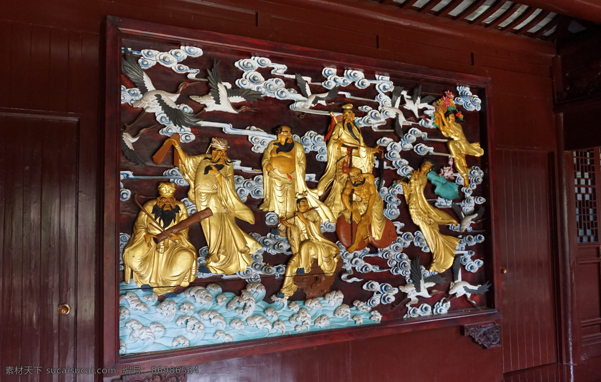 八仙过海 彩绘 木雕 城隍庙 雕刻 雕塑 壁画 立体彩绘 经典摄影 旅游摄影 国内旅游