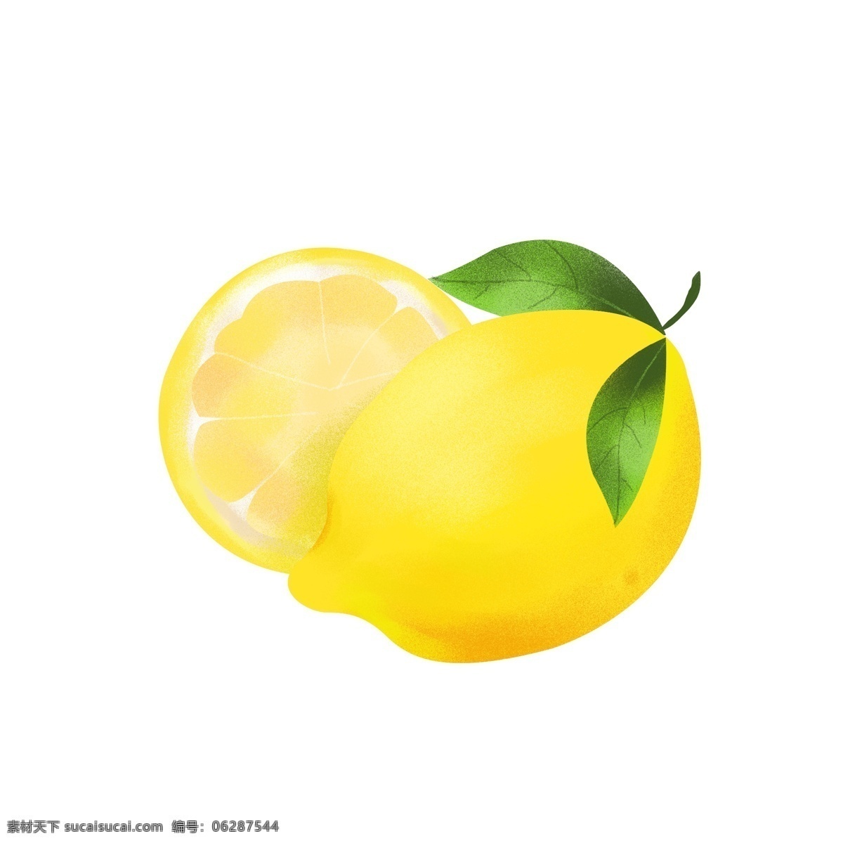 夏日 柠檬 水果 清凉 清新 手绘 酸爽