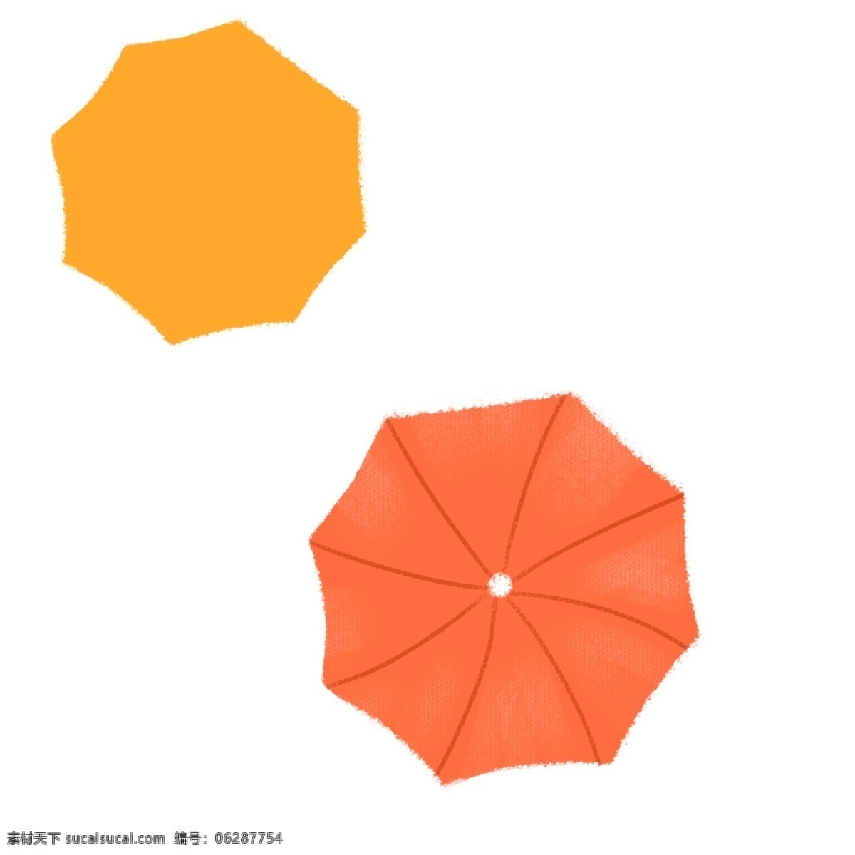 手绘 橙色 黄色 雨伞 元素 雨伞设计 元素设计 装饰图案 彩色元素 卡通元素 可爱元素