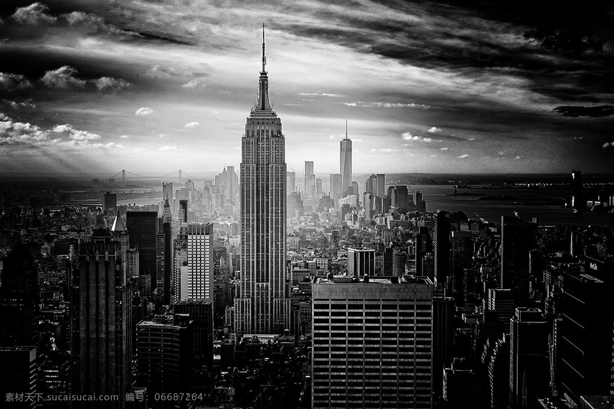 高清 黑白 灰 城市 背景图片 纽约城 灰色 背景 天空