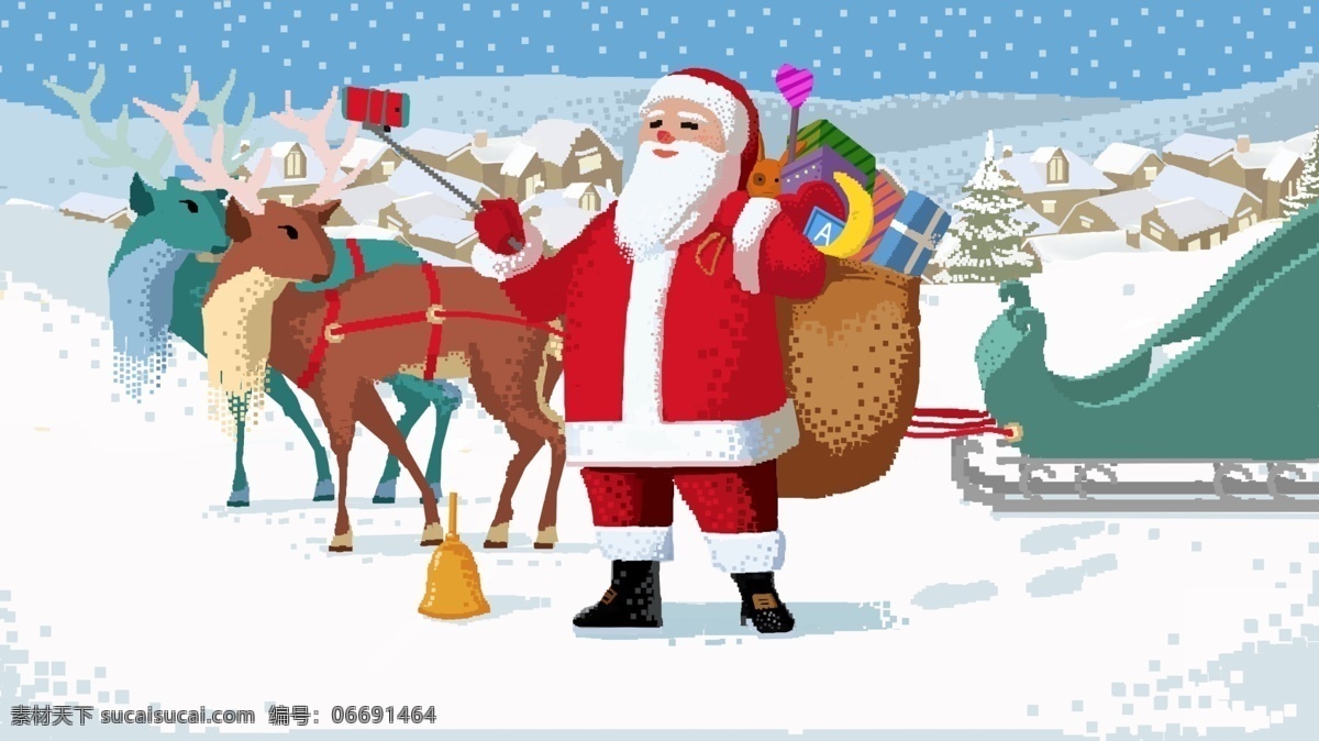 圣诞节 80s 复古 像素 插画 手机 壁纸 圣诞老人 圣诞素材 元素 圣诞节插画 自拍 驯鹿 圣诞车 雪天 圣诞礼物 手机壁纸 公众号 圣诞插图 海报