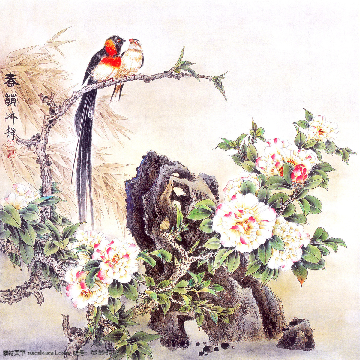 鸟语花香 装饰画 背景素材 壁画 插画 抽象 抽象花 抽象画 无 框 画素 材 画 模板下载 无框画 牡丹