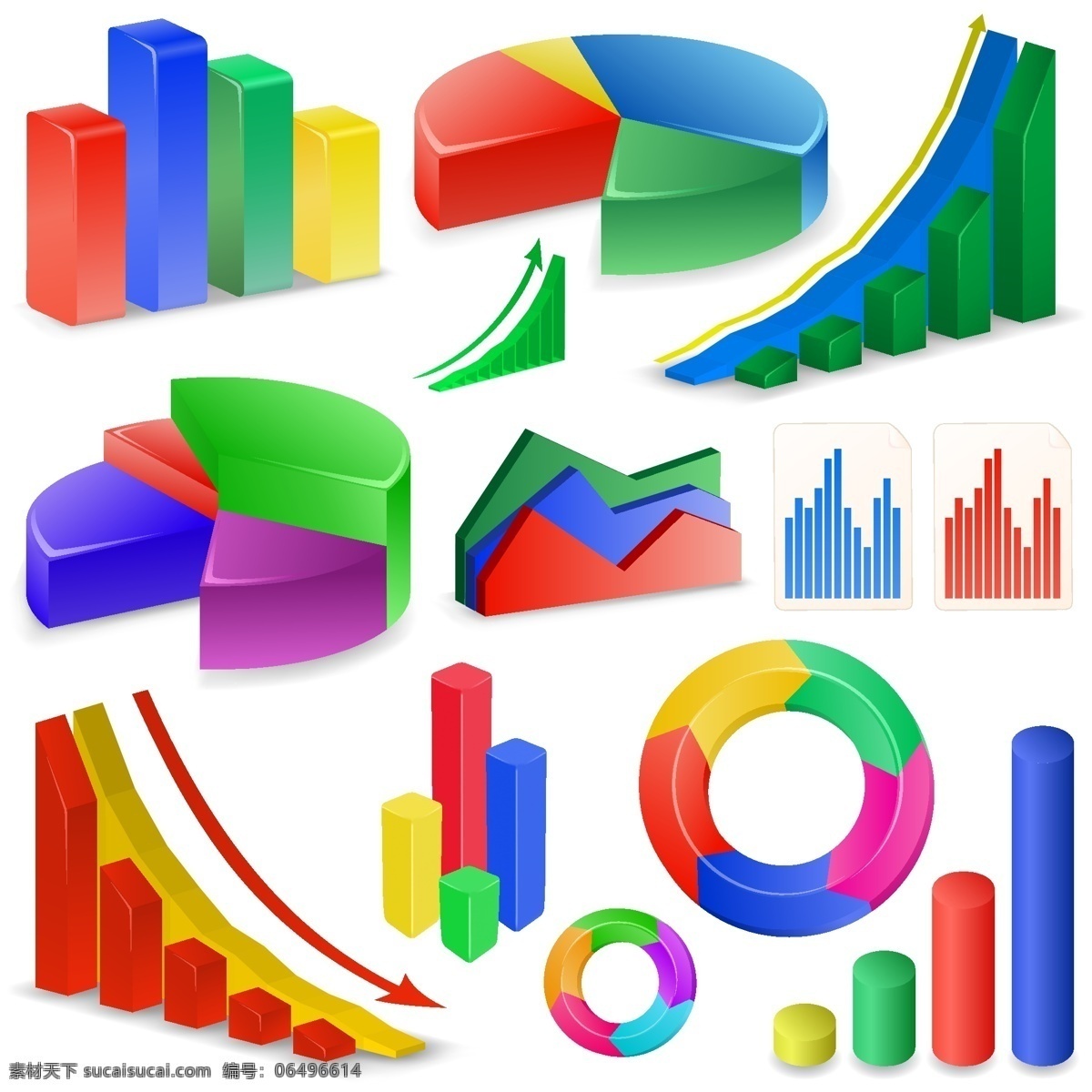 立体 数据统计 图标 矢量 财务数据统计 统计图 示意图 饼图 矢量素材 3d设计