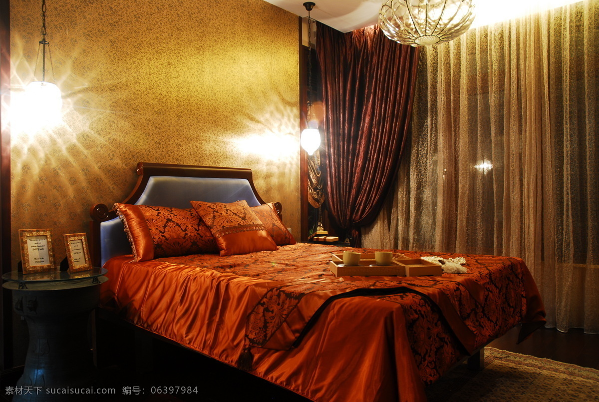 室内设计 实景 照片 资料图片 窗帘 床 建筑摄影 建筑园林 室内 资料 卧室 装饰素材