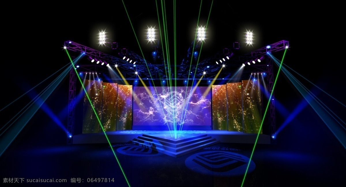 中国移动 舞台设计 舞美设计 激光 led 彩幕 玻璃舞台 八眼灯 电脑灯 分层 源文件