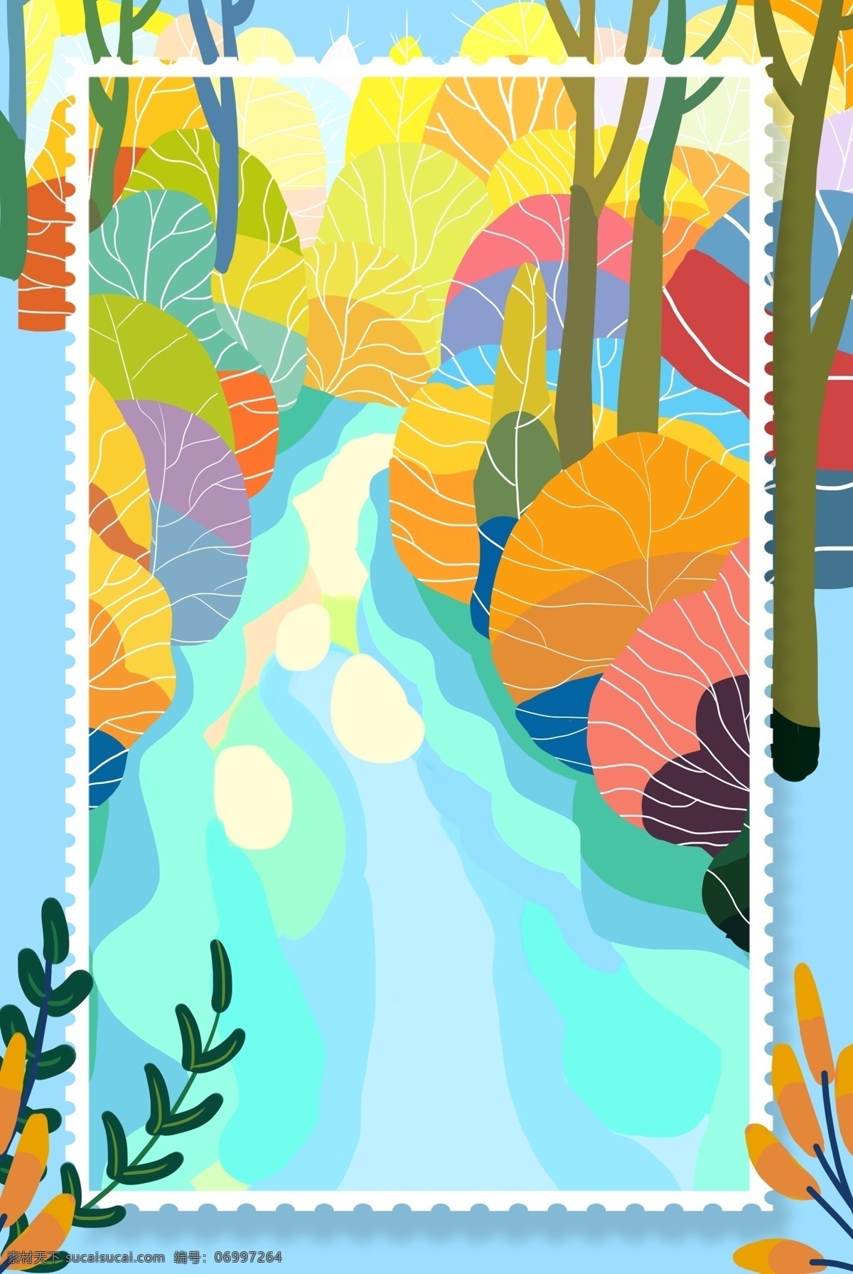 卡通 插画 文艺 边框 背景 边框背景 插画背景 手绘 清新 简约 艺术 扁平