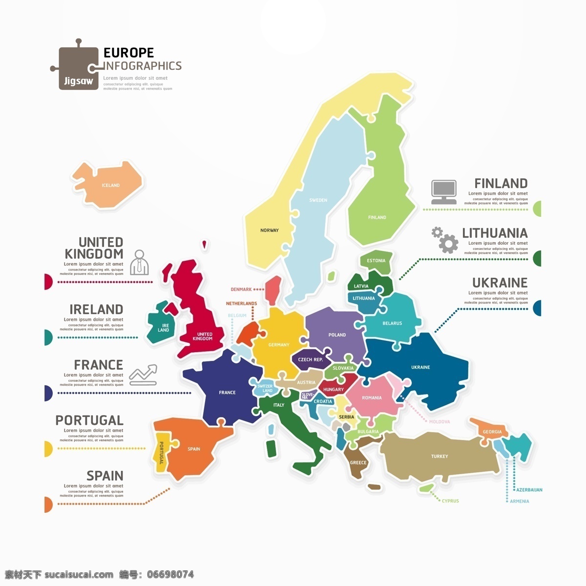 创意 欧洲 地图 商务 信息 图 矢量 欧洲地形图 信息图 头像 人物 电脑 齿轮 图标 标签 拼接 拼图 插画 背景 海报 画册