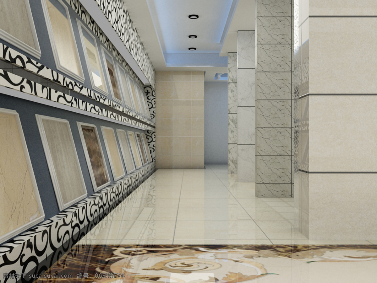 瓷砖 展厅 走廊 环境设计 室内设计 贴图 瓷砖展厅走廊 vr材质 装饰素材 室内装饰用图