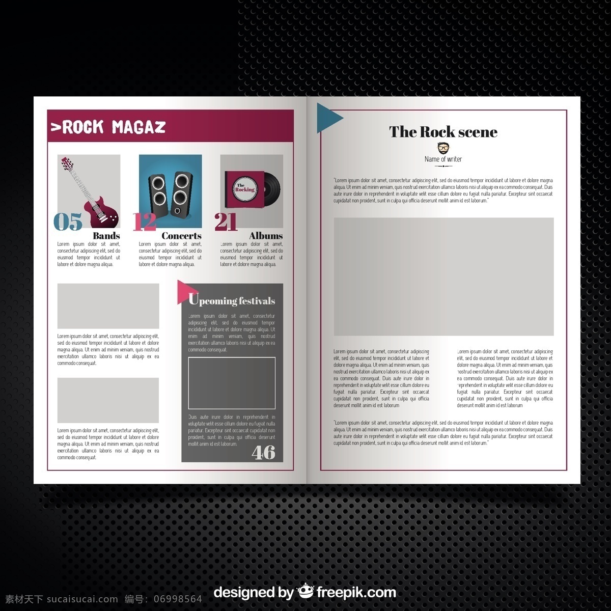 摇滚乐杂志 小册子 商务 音乐 传单 模板 杂志 吉他 摇滚 文字 资料 信息 飞行模板 文具 报告 杂志模板 摇滚乐 黑色