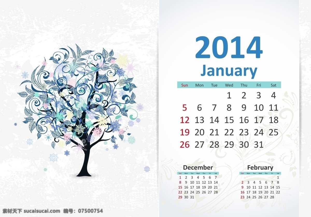 一月 2014 年历 矢量 日历 矢量节日 psd一月 节日素材 其他节日
