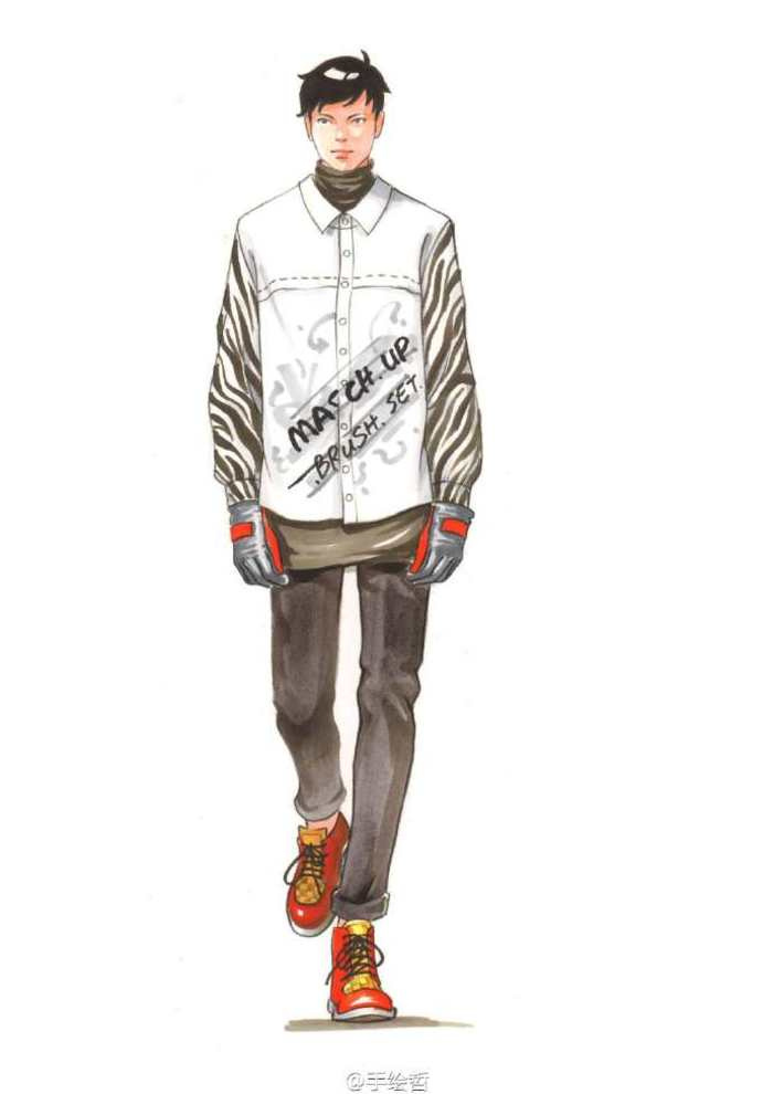 休闲 手绘 男装 设计图 衬衫 服装画 服装设计 服装效果图 男装手绘图