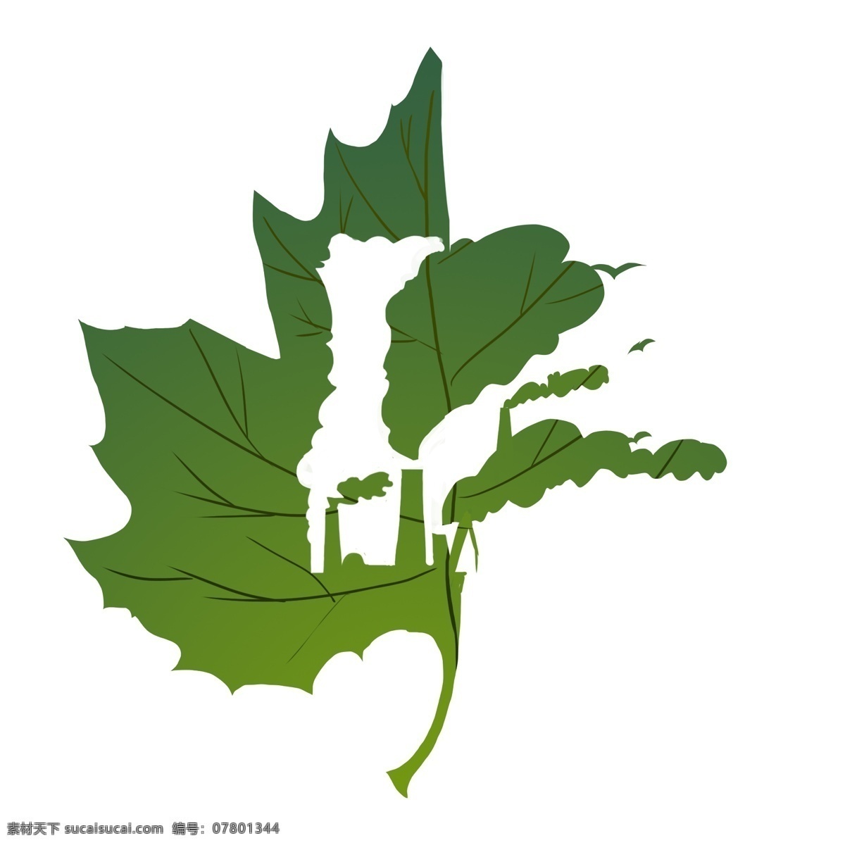绿色 树叶 环保 创意 污染 生态 地球 环境 人人有责 人类发展 工厂排烟 明天