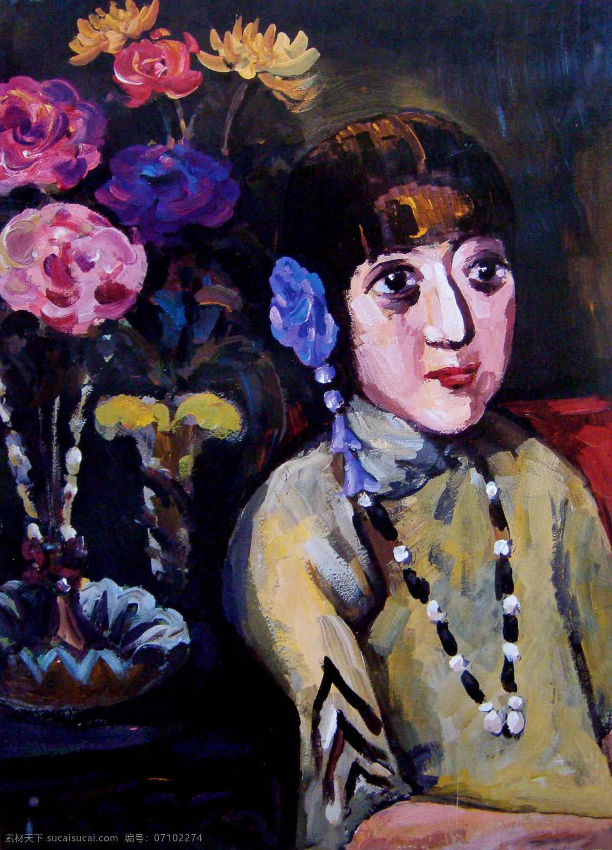 女人免费下载 妇女 花 花朵 绘画书法 美术 女人 文化艺术 油画 装饰画 少妇 油画艺术 油画作品27 家居装饰素材